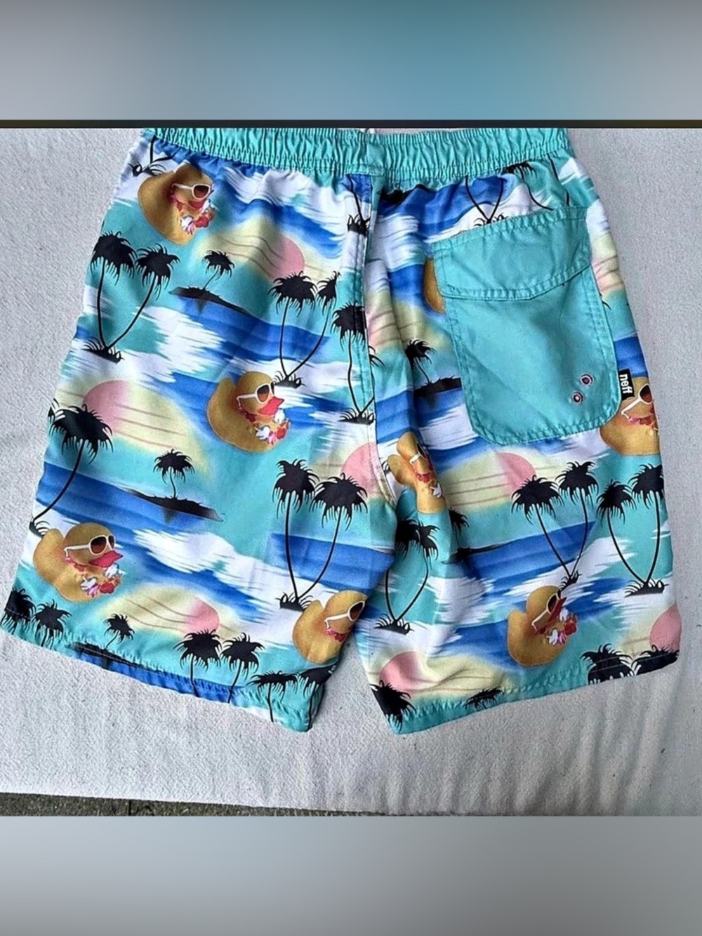 Neff Rubber Ducky Life Hot Tub Volley Swim Trunks Shorts Medium - Picture 2 of 7